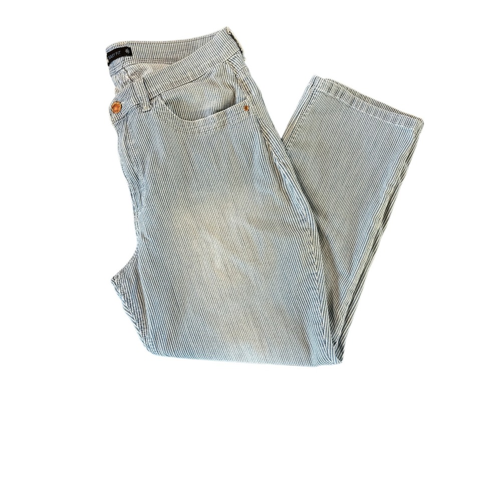 Lee Easy Fit Railroad‎ Stripe Pinstripe Cropped Straight Leg Jeans (32" waist)
